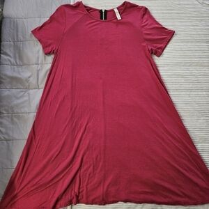 Love In Casual Pinkish Red Short Sleeve Dress Size M